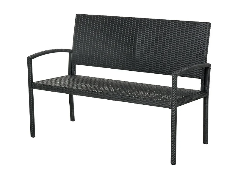 Banc de jardin 2 places STANFORD imitation rotin noir