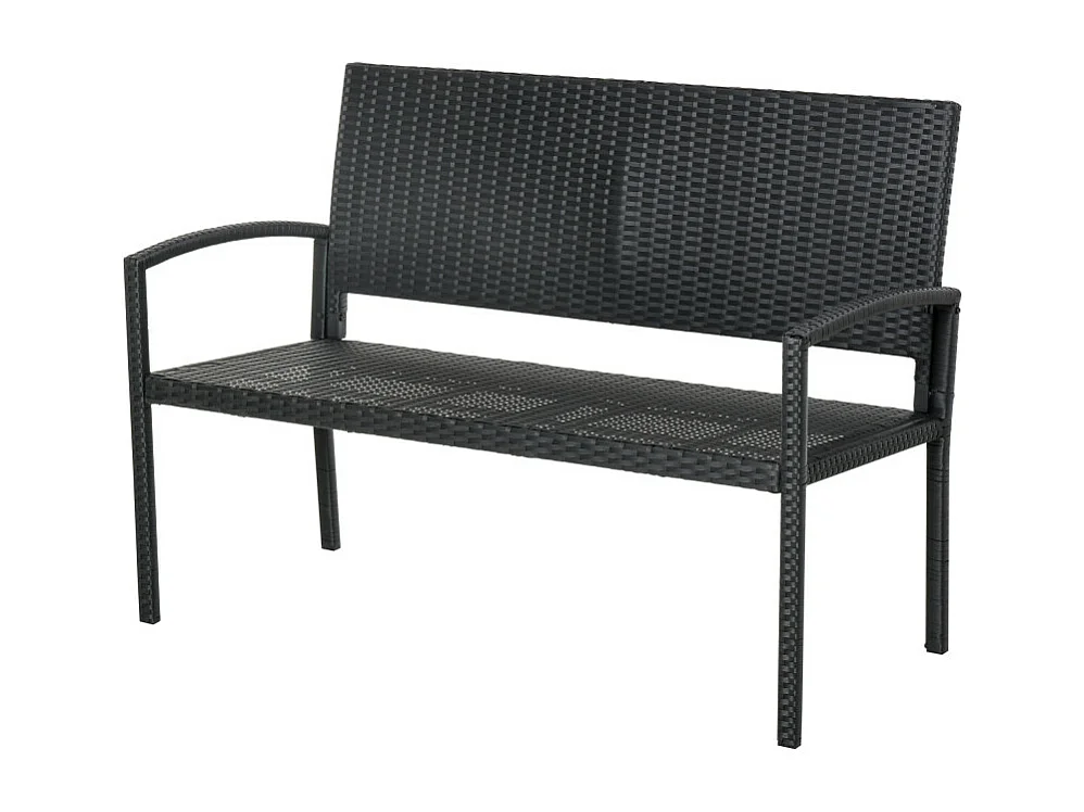 Banc de jardin 2 places STANFORD imitation rotin noir