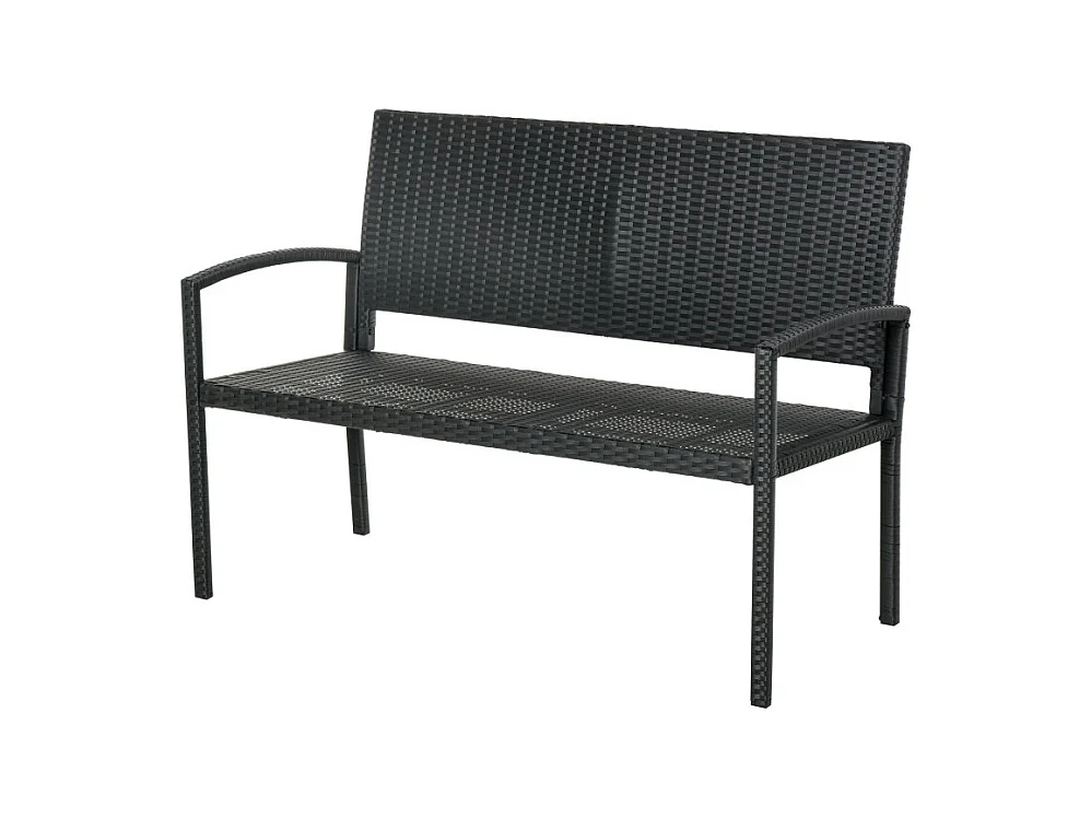 Banc de jardin 2 places STANFORD imitation rotin noir