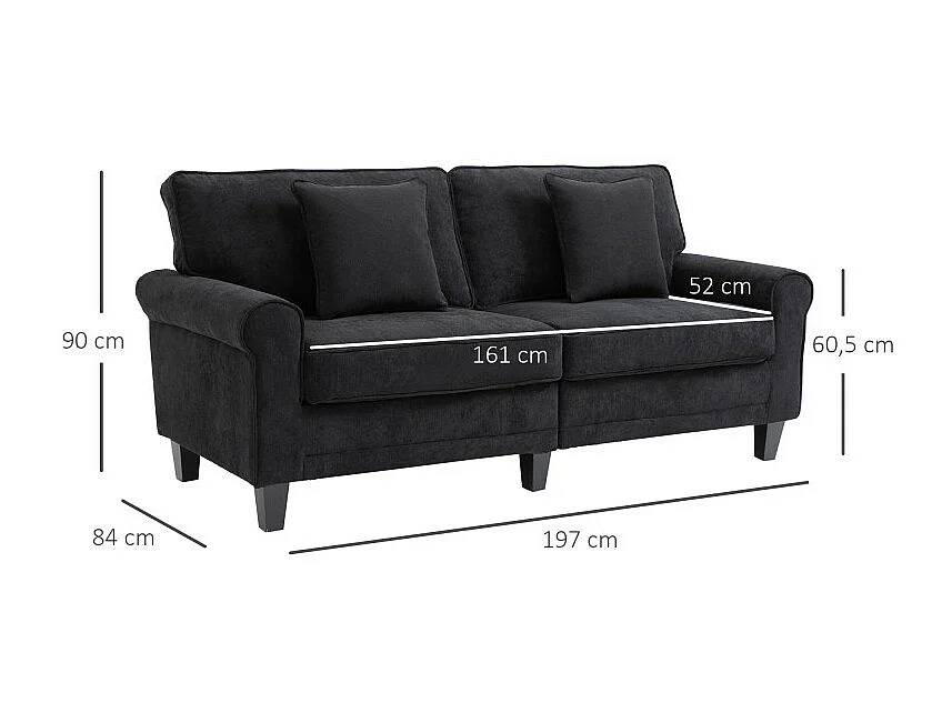 Canapé 3 places DENITSA noir