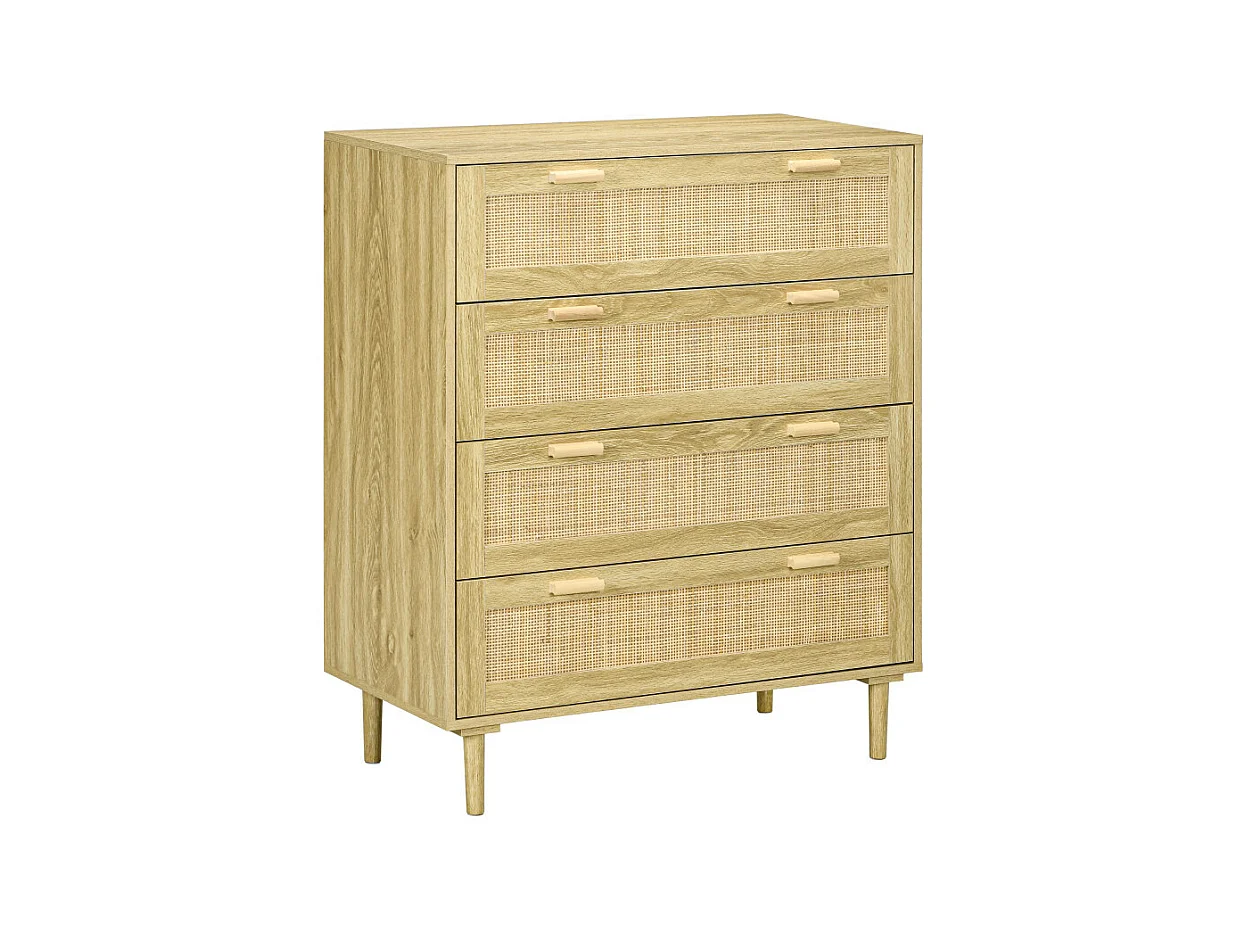Commode 4 tiroirs INDIRA cannage rotin