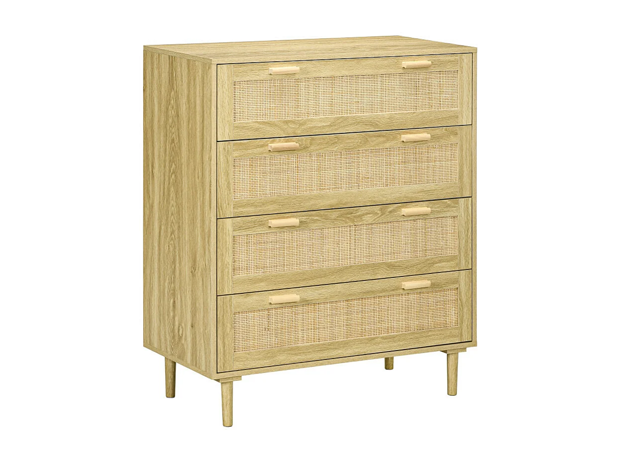 Commode 4 tiroirs INDIRA cannage rotin