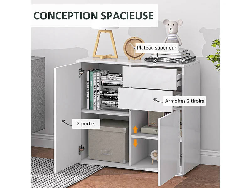 Buffet Commode BERTHA blanc laqué