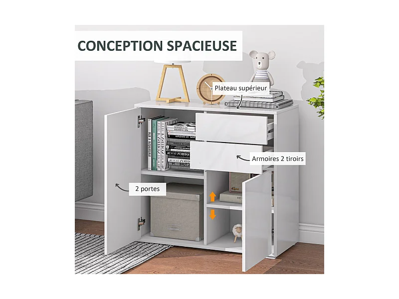 Buffet Commode BERTHA blanc laqué
