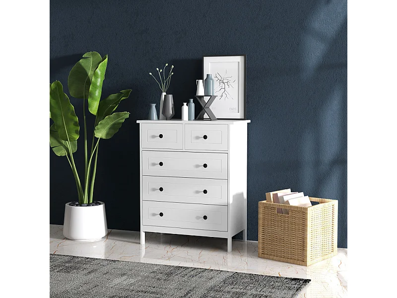 Commode 5 tiroirs MONICA blanche