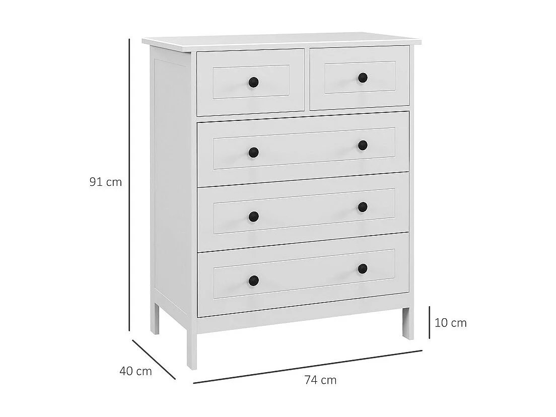 Commode 5 tiroirs MONICA blanche