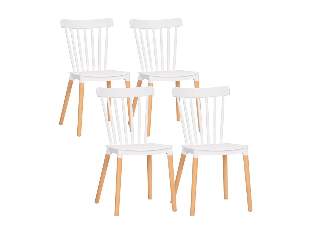 Lot de 4 chaises STANNY blanc et bois