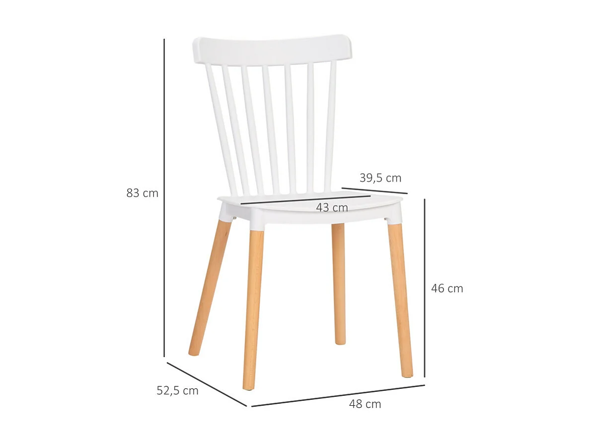 Lot de 4 chaises STANNY blanc et bois