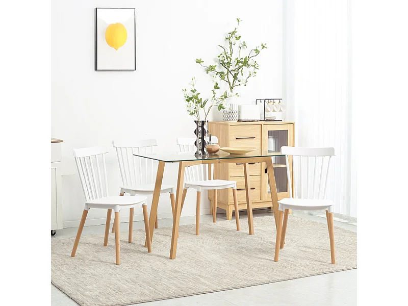 Lot de 4 chaises STANNY blanc et bois