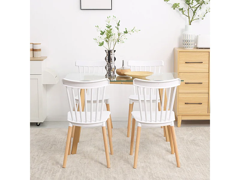 Lot de 4 chaises STANNY blanc et bois