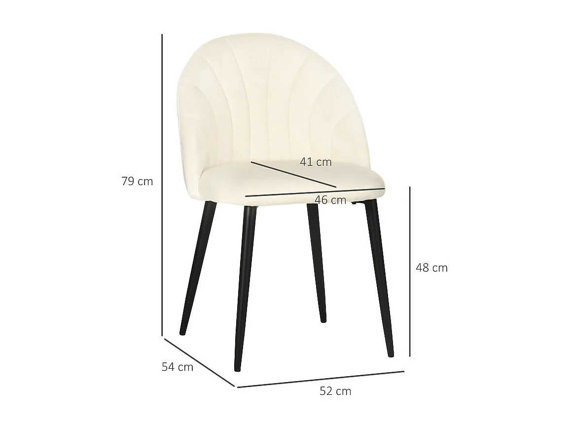 Lot de 2 chaises design VONIA crème et noir