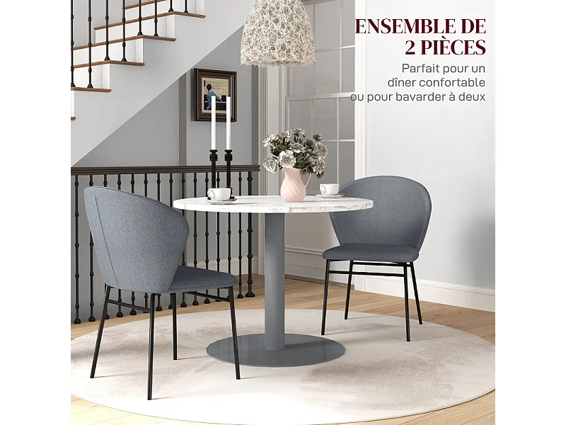 Lot de 2 chaises design DORIA gris et noir