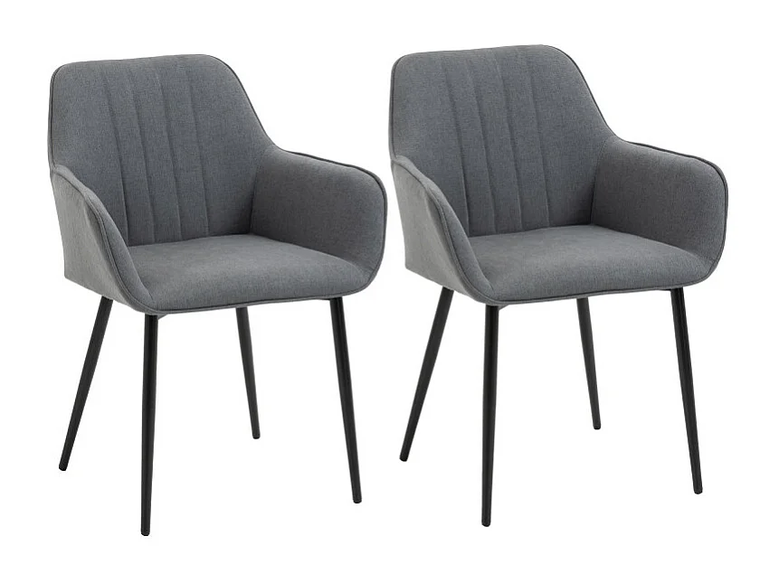 Lot de 2 chaises design PAULY gris foncé et noir