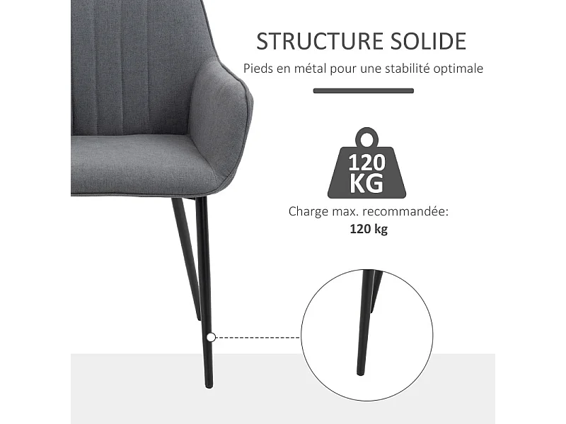 Lot de 2 chaises design PAULY gris foncé et noir