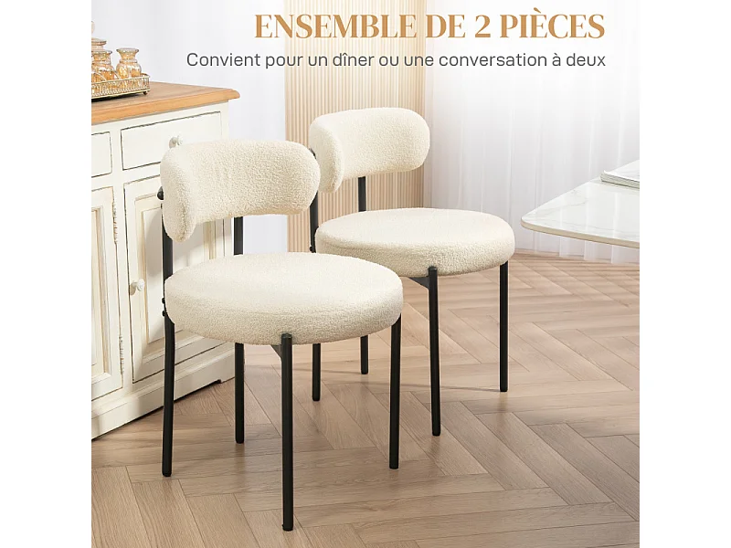 Lot de 2 chaises design ALEXIA beige et noir