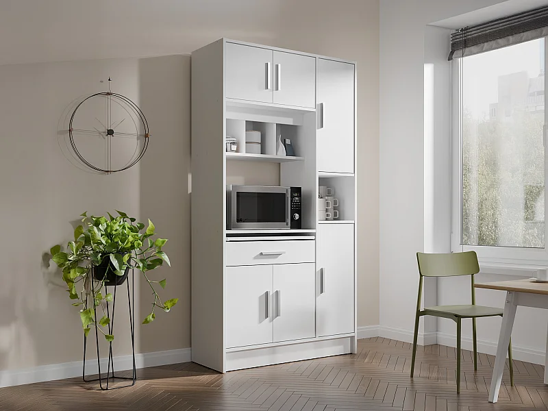 Buffet de cuisine avec 6 portes et 1 tiroir - Blanc - MADY II