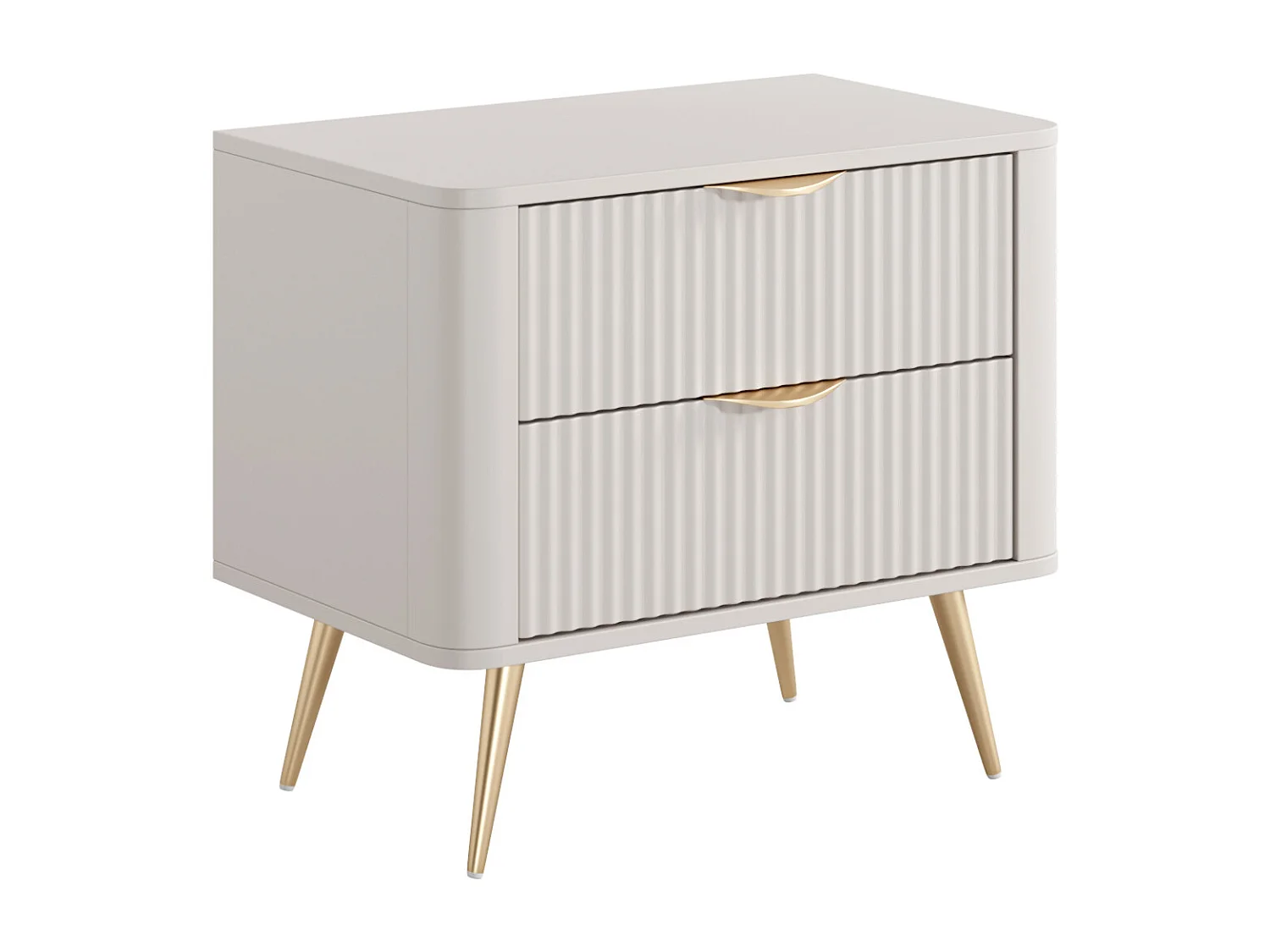 Table de chevet - 2 tiroirs - Beige et doré - ELONARIA de Pascal Morabito