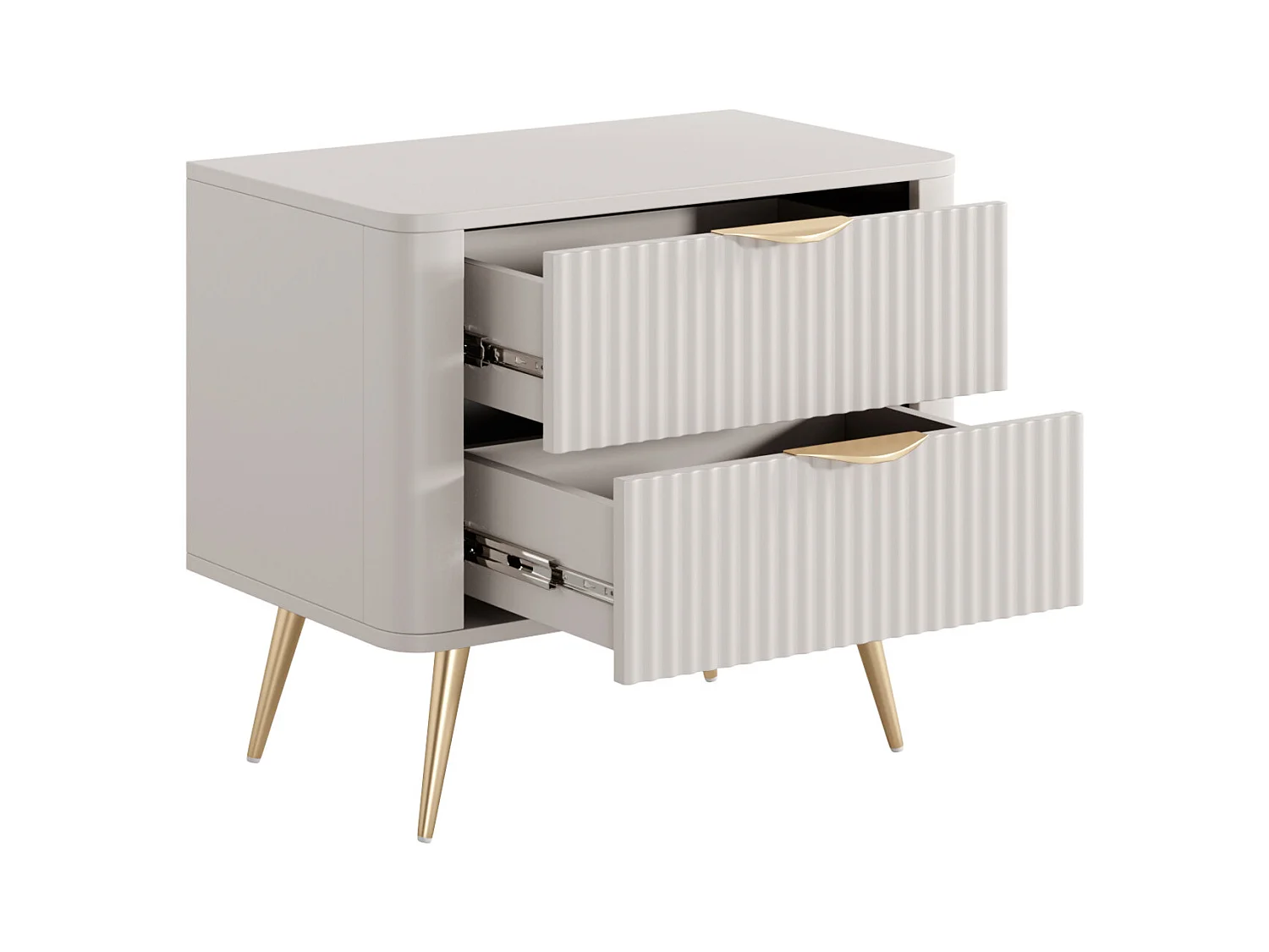 Table de chevet - 2 tiroirs - Beige et doré - ELONARIA de Pascal Morabito