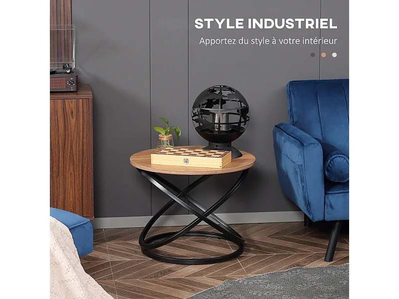 Table basse KWAME aspect bois et noire