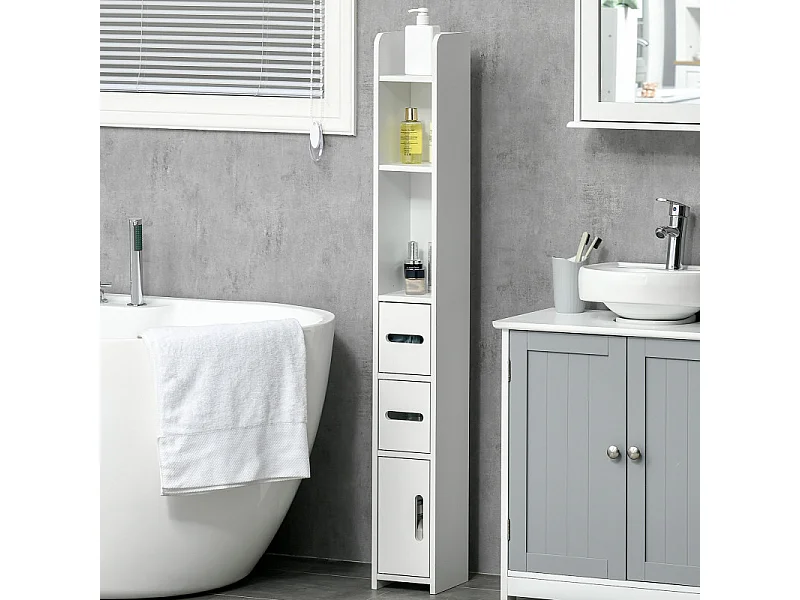 Meuble de salle de bain colonne DALILA blanc