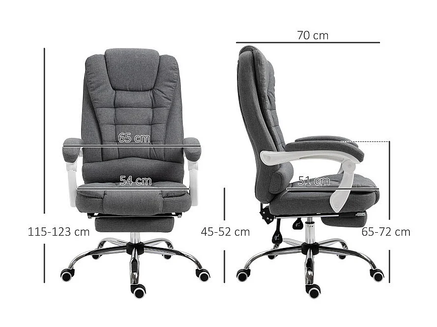 Fauteuil de bureau manager avec repose-pieds SYBIL gris