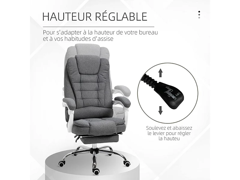 Fauteuil de bureau manager avec repose-pieds SYBIL gris