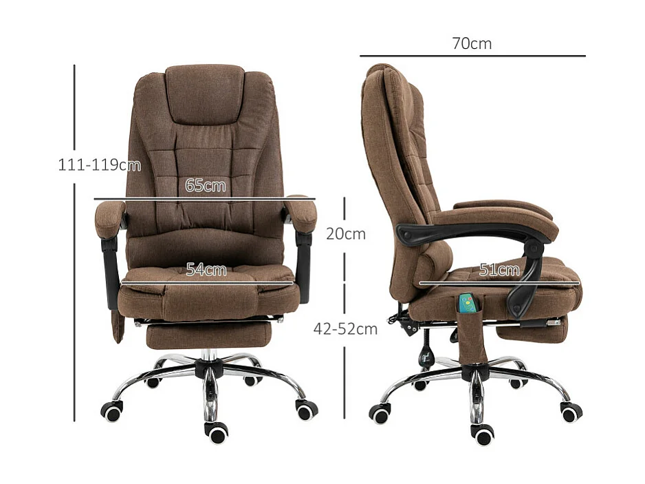 Fauteuil de bureau massant VINCENZO marron