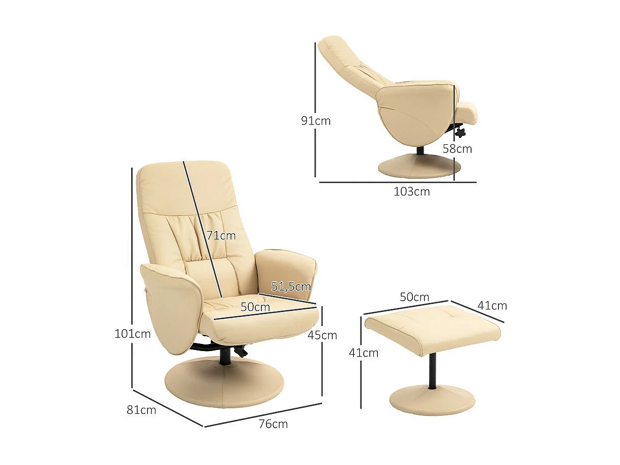 Fauteuil relax design contemporain SIMOA beige