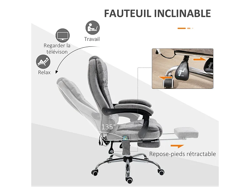 Fauteuil de bureau chauffant massant ENYO gris