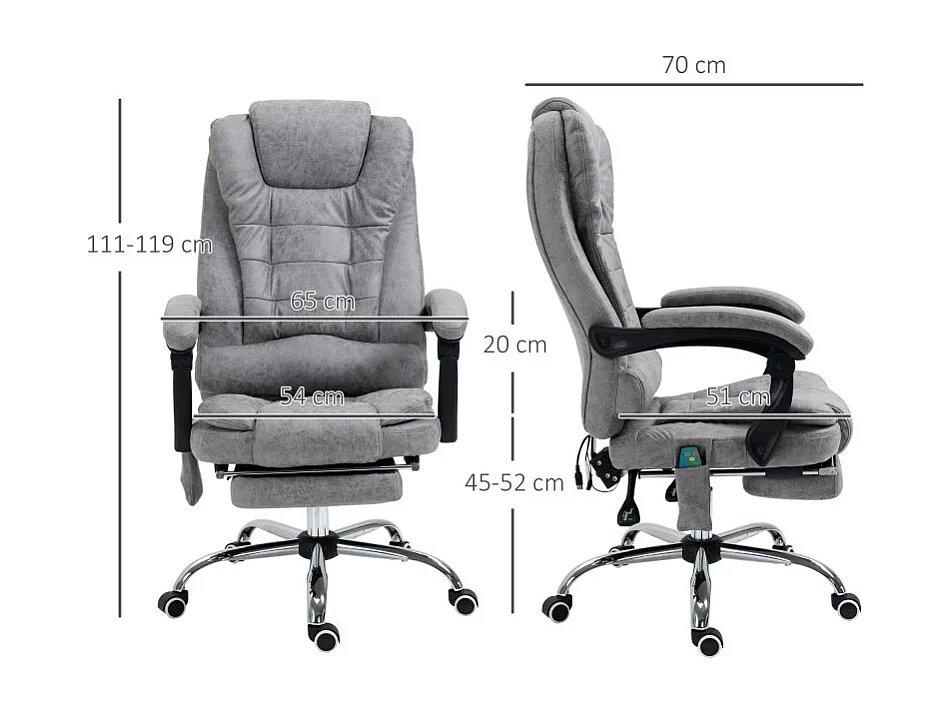 Fauteuil de bureau chauffant massant ENYO gris