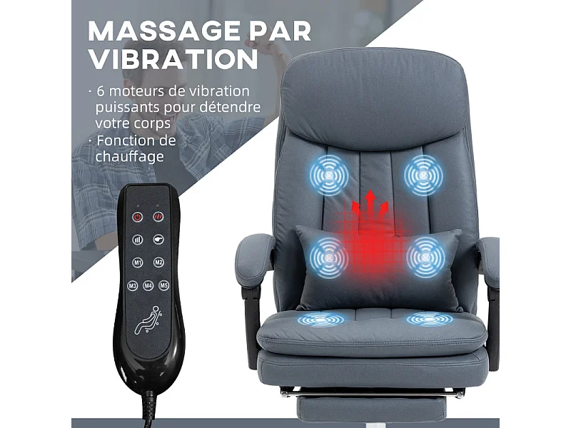 Fauteuil de bureau relaxant massant RENO bleu