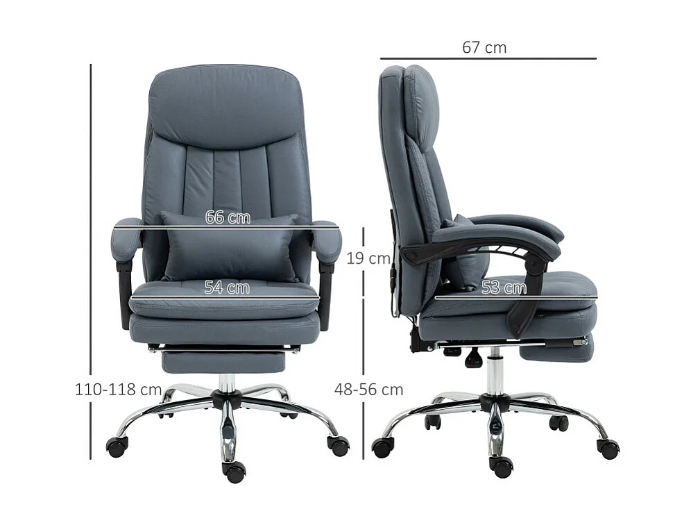 Fauteuil de bureau relaxant massant RENO bleu