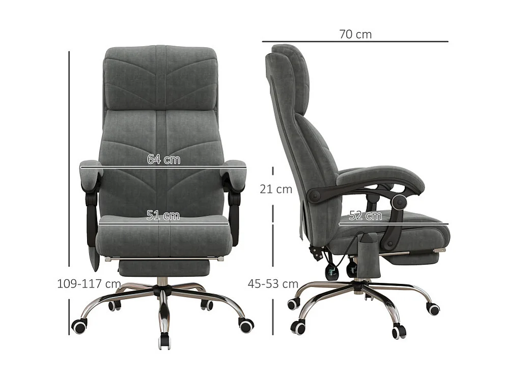 Fauteuil de bureau chauffant massant CARLITA gris