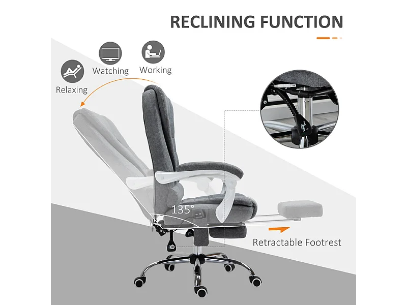 Fauteuil de bureau massant CORLEONE gris