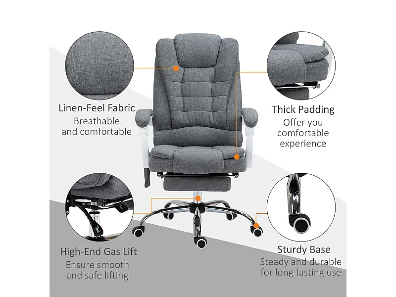 Fauteuil de bureau massant CORLEONE gris