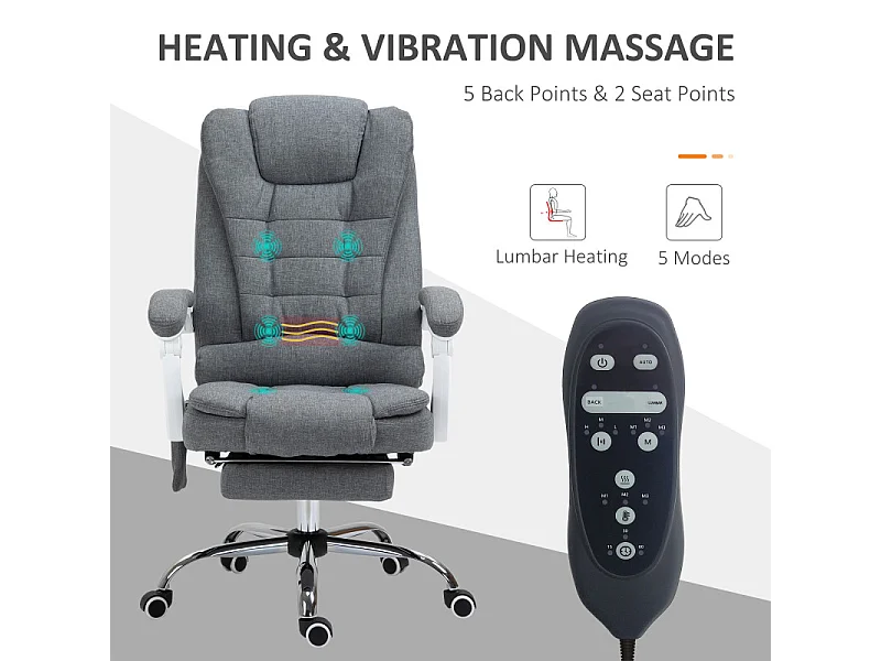 Fauteuil de bureau massant CORLEONE gris