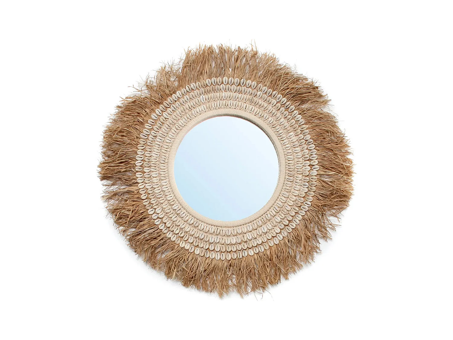 Le Miroir Raffia Cowrie - Blanc Naturel