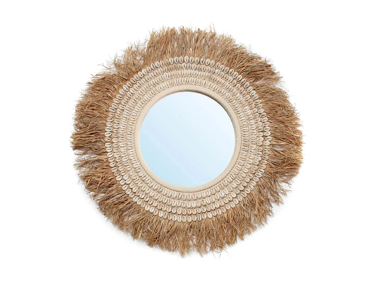 Le Miroir Raffia Cowrie - Blanc Naturel