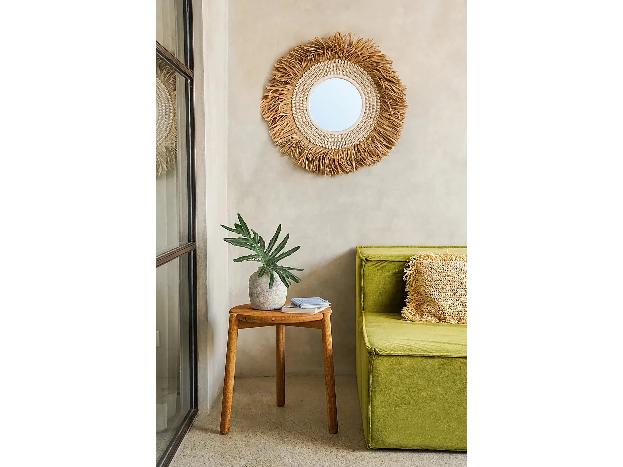 Le Miroir Raffia Cowrie - Blanc Naturel