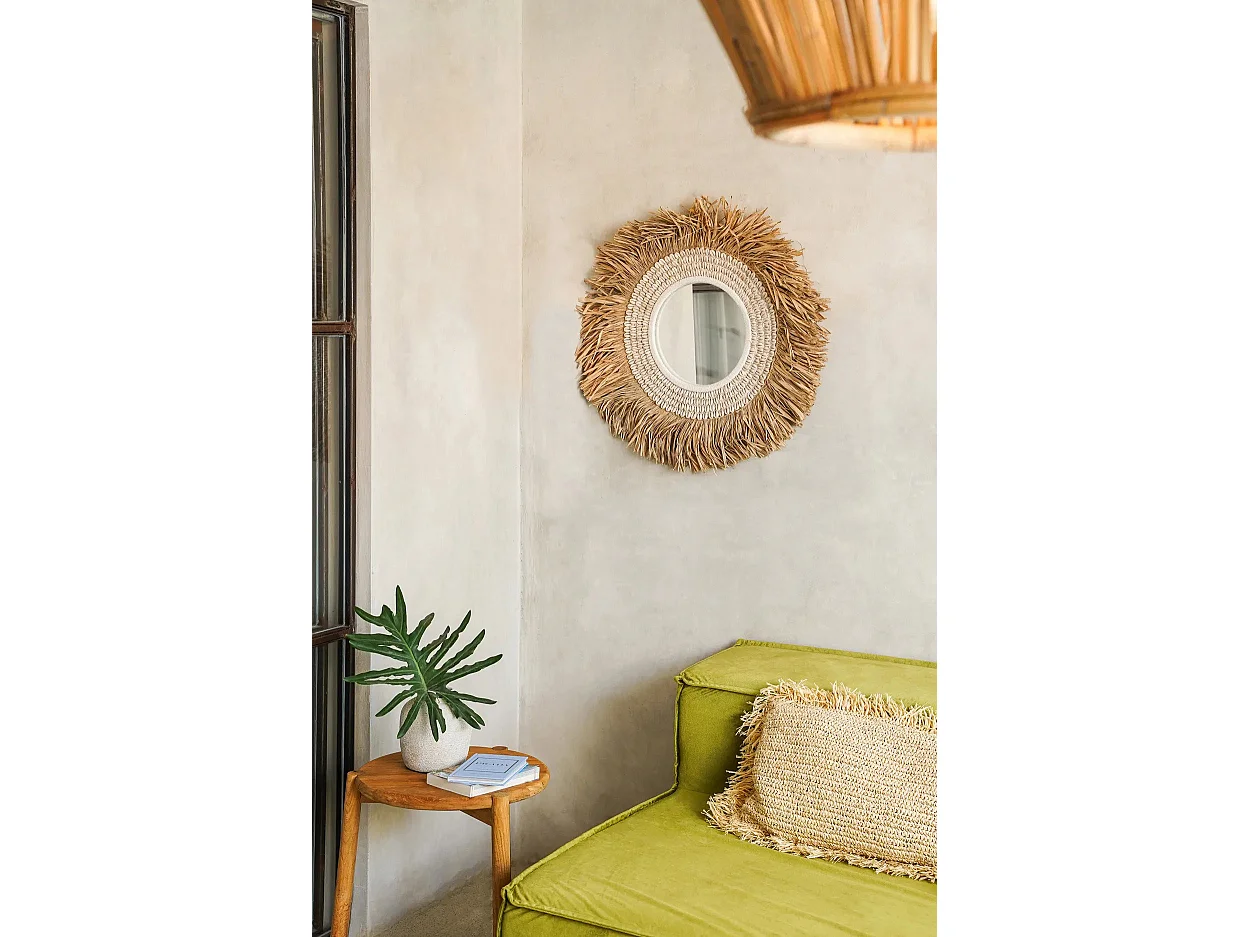 Le Miroir Raffia Cowrie - Blanc Naturel