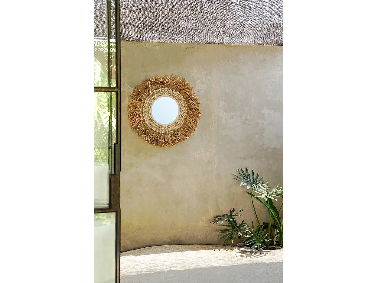 Le Miroir Raffia Cowrie - Blanc Naturel