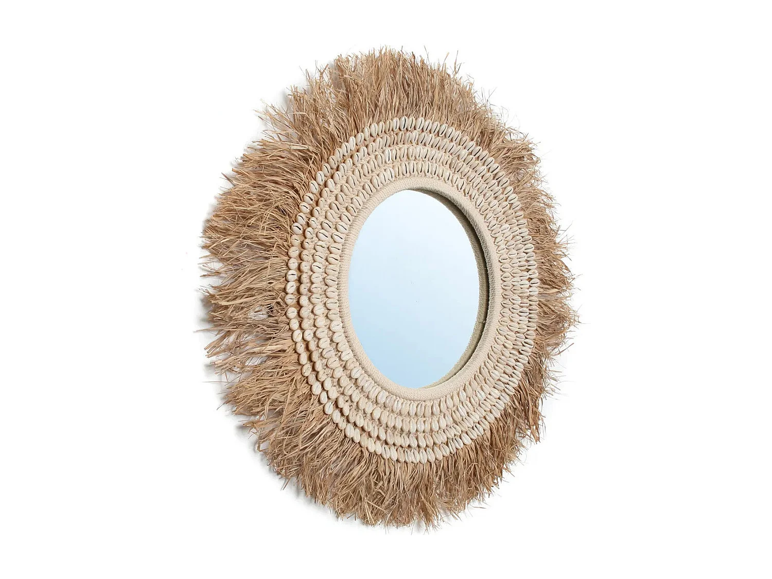 Le Miroir Raffia Cowrie - Blanc Naturel