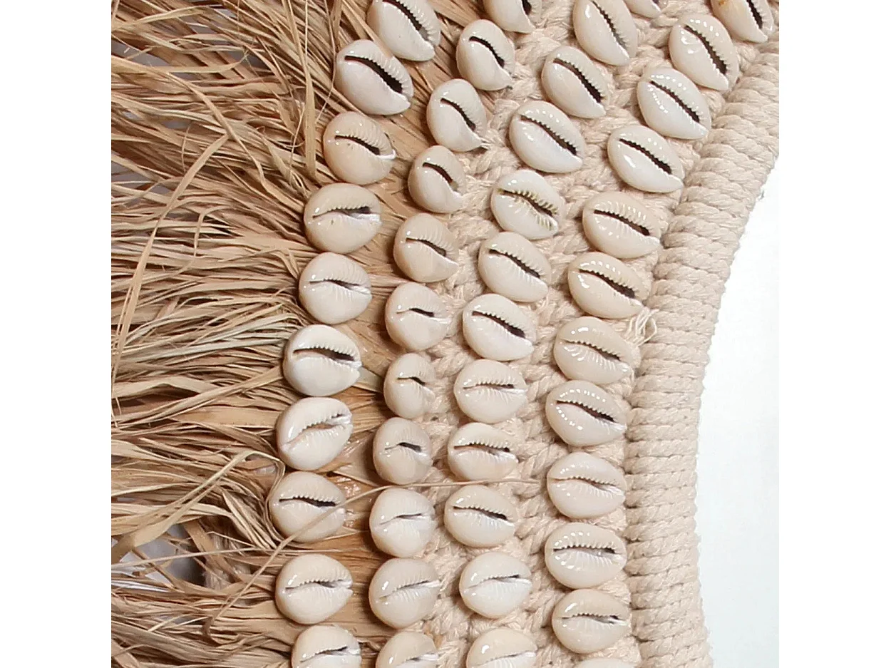 Le Miroir Raffia Cowrie - Blanc Naturel