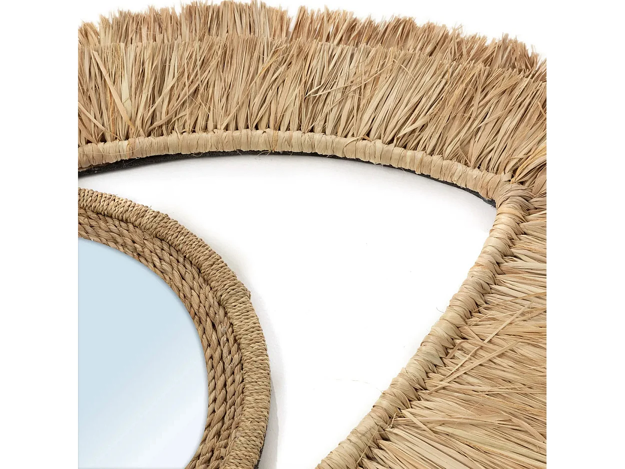 De Raffia Eye Spiegel - Naturel - M