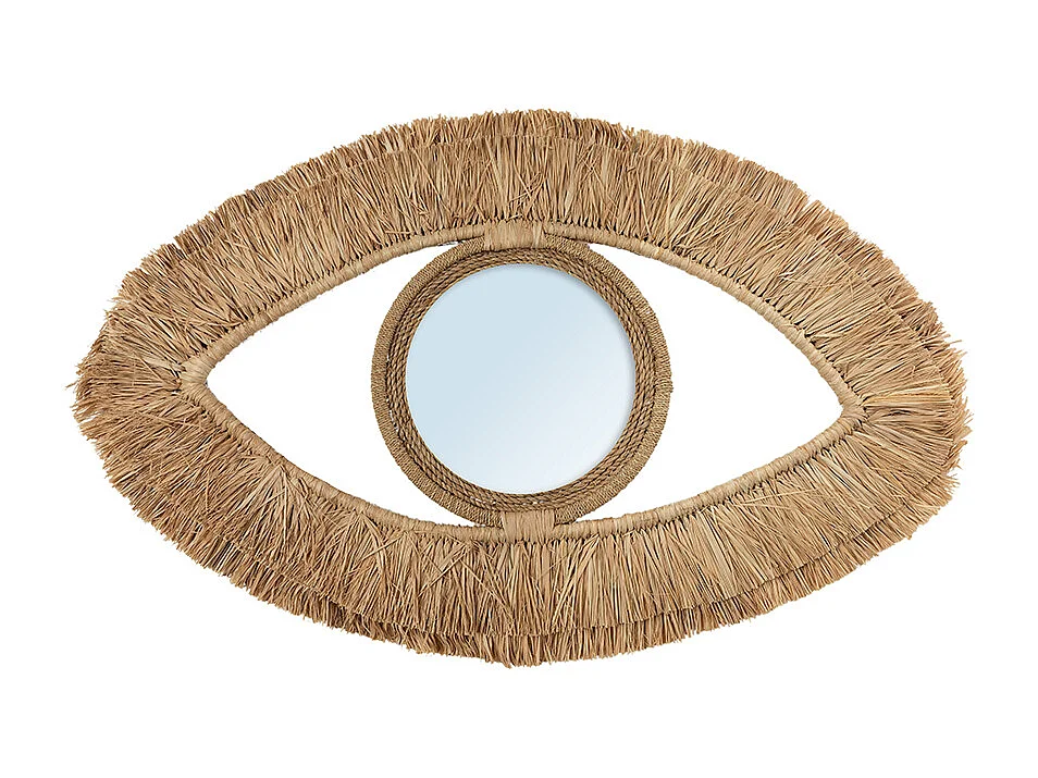 De Raffia Eye Spiegel - Naturel - M
