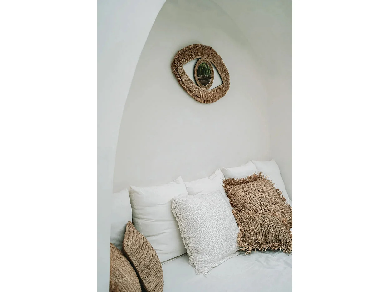 De Raffia Eye Spiegel - Naturel - M