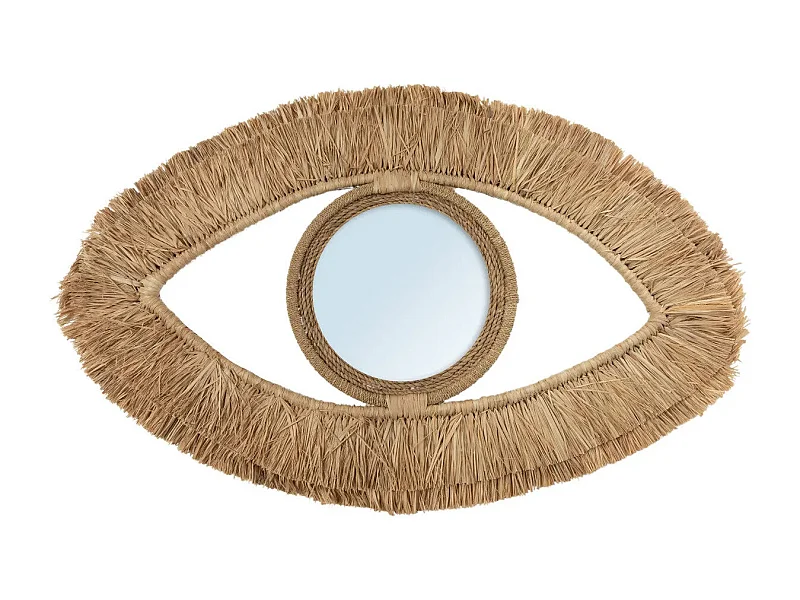 De Raffia Eye Spiegel - Naturel - M
