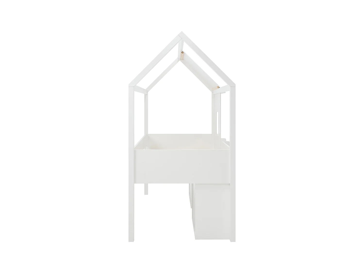 Halbhohes Bett in Hausoptik - 90 x 190 cm - Kiefer & MDF - Weiß - VALESKIA
