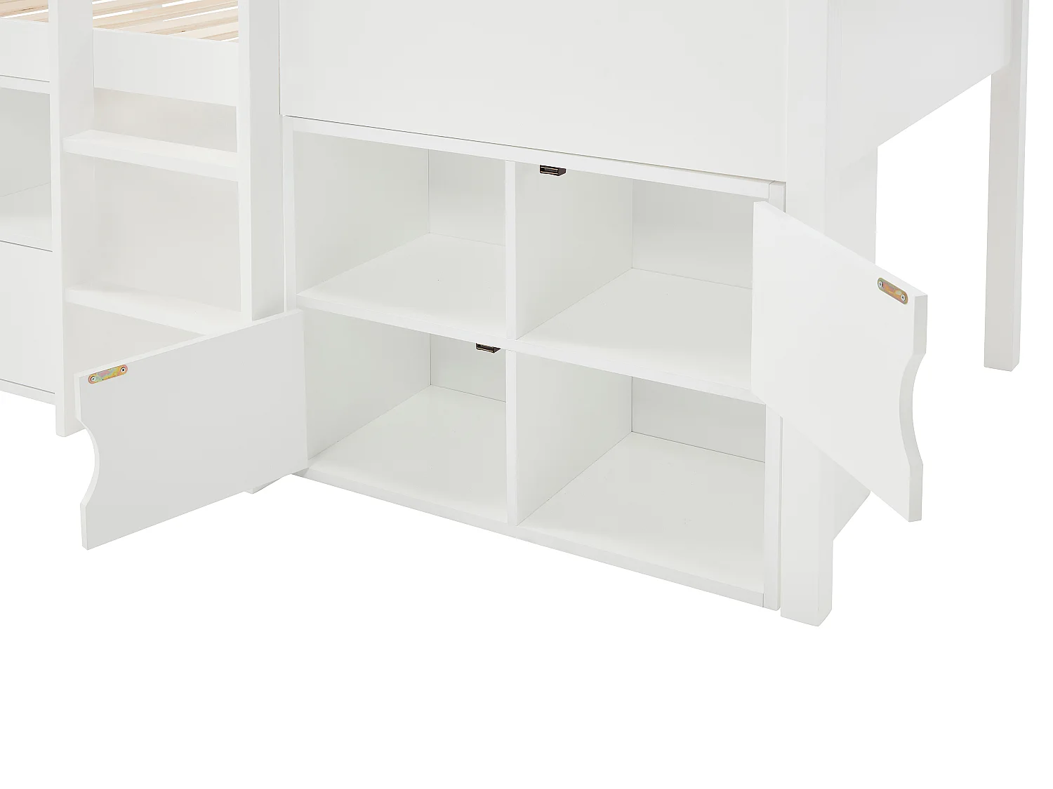 Lit mi-hauteur cabane 90 x 190 cm - Pin et MDF - Blanc - VALESKIA