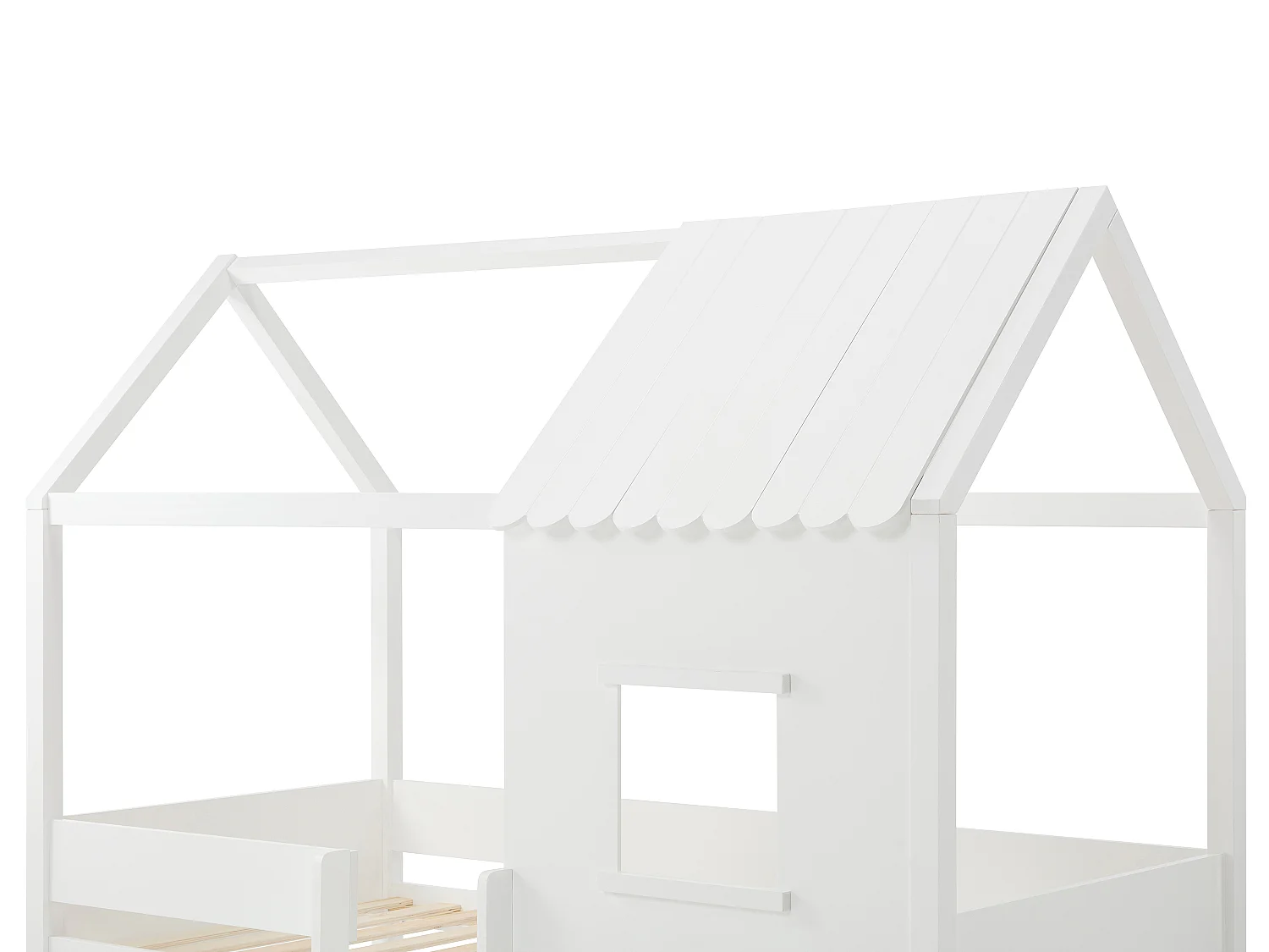 Lit mi-hauteur cabane 90 x 190 cm - Pin et MDF - Blanc - VALESKIA